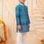 Boys teal blue premium rayon heritage bandhani motif print kurta pyjama set