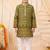Boys olive green premium rayon heritage bandhani motif print kurta pyjama set