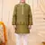 Boys olive green premium rayon heritage bandhani motif print kurta pyjama set