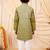 Boys olive green premium rayon heritage bandhani motif print kurta pyjama set