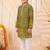 Boys olive green premium rayon heritage bandhani motif print kurta pyjama set