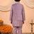 Boys mauve cotton satin kurta pyjama set with floral giraffe embroidered waistcoat
