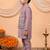 Boys mauve cotton satin kurta pyjama set with floral giraffe embroidered waistcoat