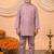 Boys mauve cotton satin kurta pyjama set with floral giraffe embroidered waistcoat