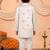 Boys off white cotton satin kurta pyjama set with floral giraffe embroidered waistcoat