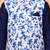 Boys navy blue cotton blend kurta pyjama set with floral vine printed waistcoat