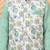 Boys mint green cotton blend kurta pyjama set with floral botanical printed waistcoat
