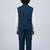 Boys teal blue lycra solid 3 piece waistcoat set with classic flap pockets