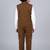 Boys coffee brown lycra solid 3 piece waistcoat set with classic flap pockets