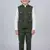 Boys olive green lycra solid 3 piece waistcoat set with classic flap pockets