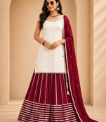 Women’s fendy silk mirror work top lehenga set with dupatta