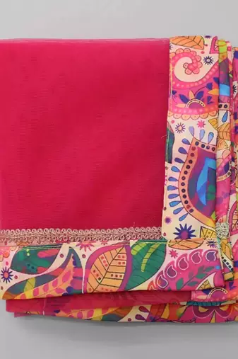 Multicolor printed cotton blend flared lehenga choli set