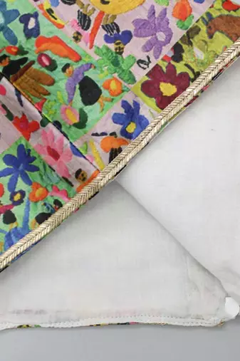 Multicolor printed cotton one shoulder crop top & flared skirt set