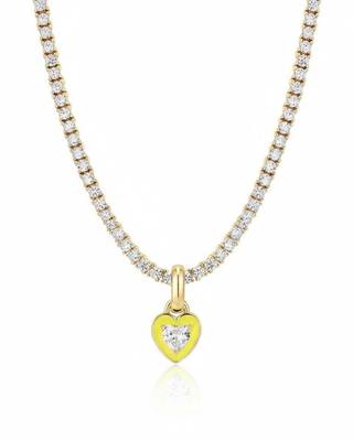 Yellow Heart Tennis Chain Necklace | Premium Anti-Tarnish Heart Pendant Necklace | Trendy Everyday Statement Jewellery 3