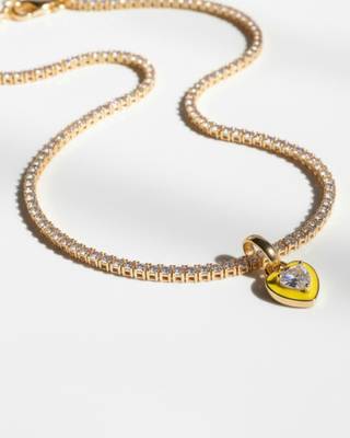 Yellow Heart Tennis Chain Necklace | Premium Anti-Tarnish Heart Pendant Necklace | Trendy Everyday Statement Jewellery 4