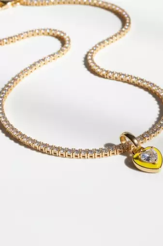 Yellow Heart Tennis Chain Necklace | Premium Anti-Tarnish Heart Pendant Necklace | Trendy Everyday Statement Jewellery