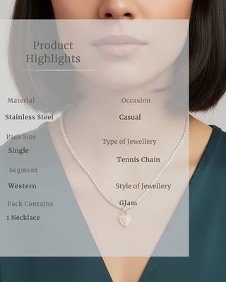Yellow Heart Tennis Chain Necklace | Premium Anti-Tarnish Heart Pendant Necklace | Trendy Everyday Statement Jewellery 5