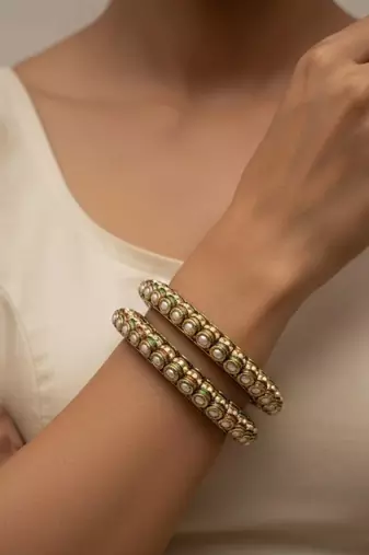 Kundan polki bangle set
