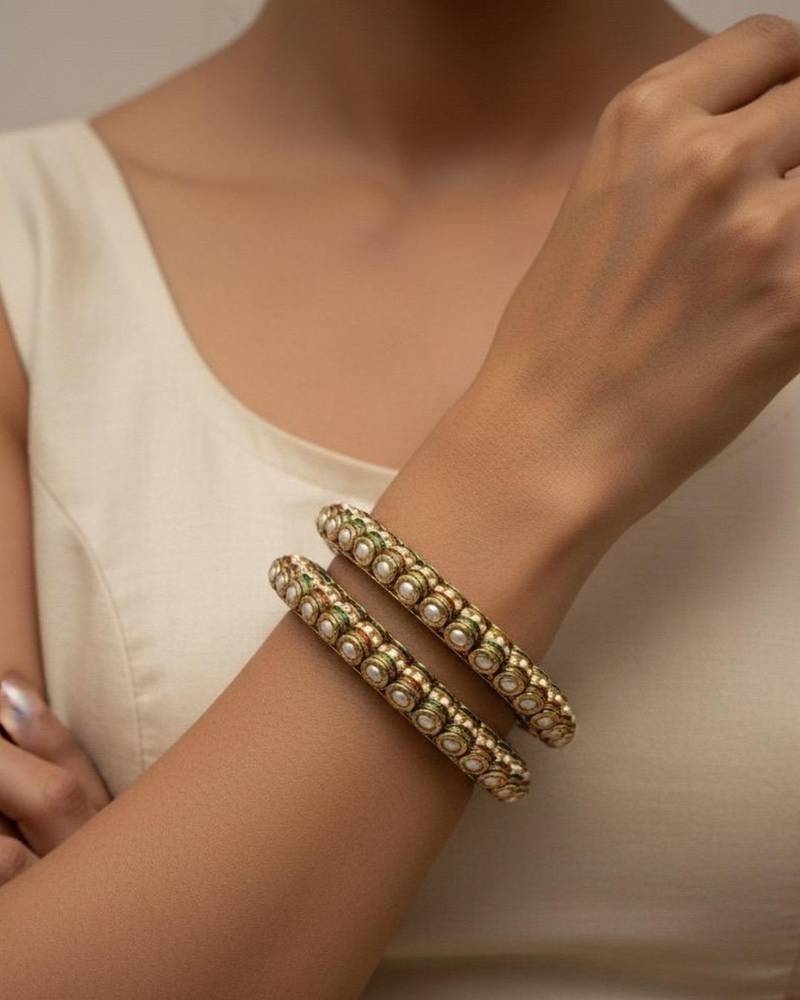 Kundan polki bangle set