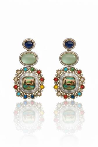 Regal mosaic portrait earrings