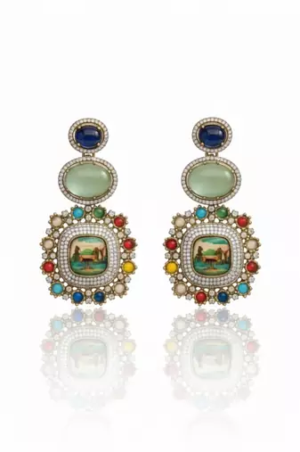 Regal mosaic portrait earrings