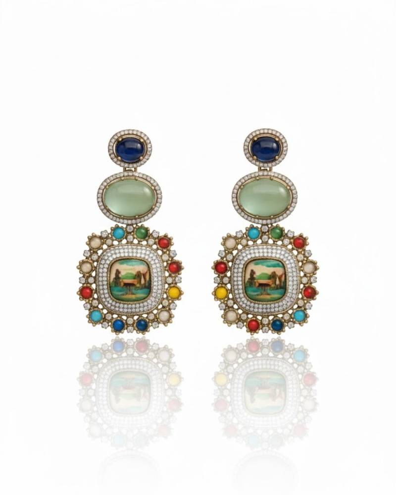 Regal mosaic portrait earrings
