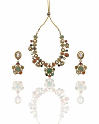 Sabhyaraa Heavy Multicoloured Bridal Designer Set | Royal Indo-Western Wedding Statement Jewellery 4