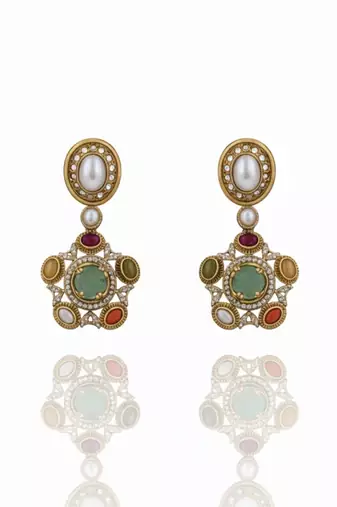 Sabhyaraa Heavy Multicoloured Bridal Designer Set | Royal Indo-Western Wedding Statement Jewellery