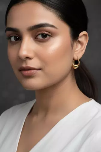 Golden crescent drop earrings
