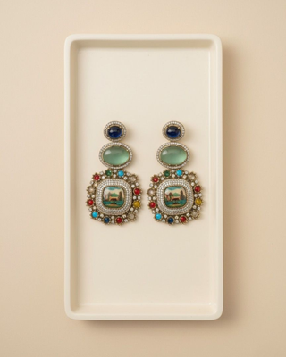 Sabya-Inspired Mosaic Statement Earrings | Multi-Colour Regal Drop Earrings | Art-Inspired Festive Wear 4