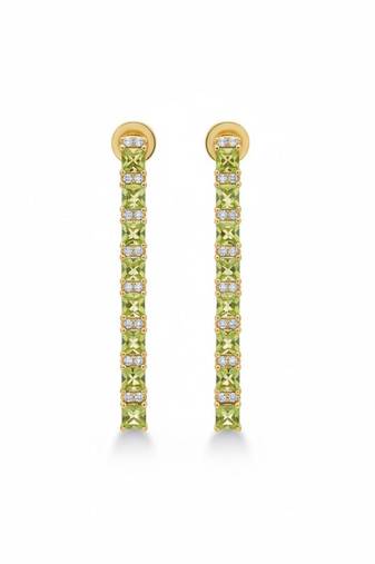 Peridot line drop earrings( gem stone and 925 silver jewellery)