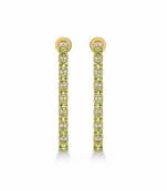 Green Peridot Dangle Earrings | Linear Drop Sterling Silver 18k Gold Plated | Elegant Daily Wear