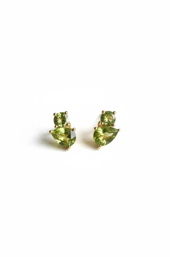 Peridot duo cluster studs( gem stone and 925 silver jewellery)