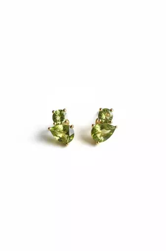 Peridot duo cluster studs( gem stone and 925 silver jewellery)