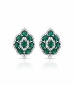 Emerald Stone Cluster Stud Earrings | Bold Statement Studs for Women