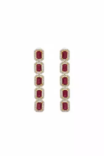 Ruby emerald-cut line drops