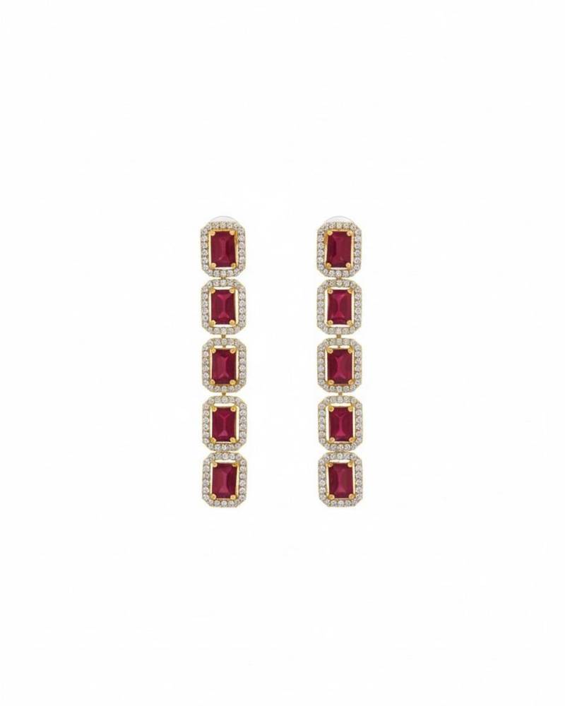 Ruby emerald-cut line drops