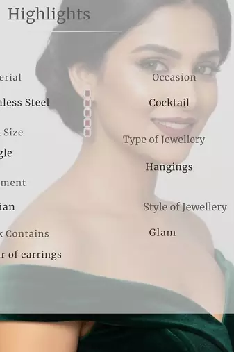 Ruby Emerald Cut Drop Earrings for Women | Statement Red Stone Earrings|18K Gold Plated