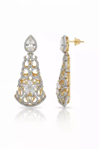 Filigree Teardrop Chandelier Earrings | Statement Drop Earrings for Women|18K Gold Plated
