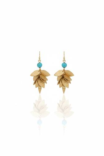 Turquoise leaf dangler earrings