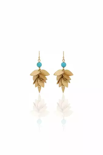 Turquoise leaf dangler earrings