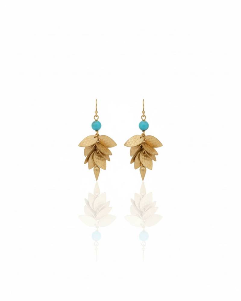 Turquoise leaf dangler earrings