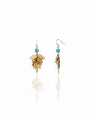 Turquoise Leaf Dangler Earrings | Elegant Blue Stone Drop Earrings | Boho Chic Statement Wear 3
