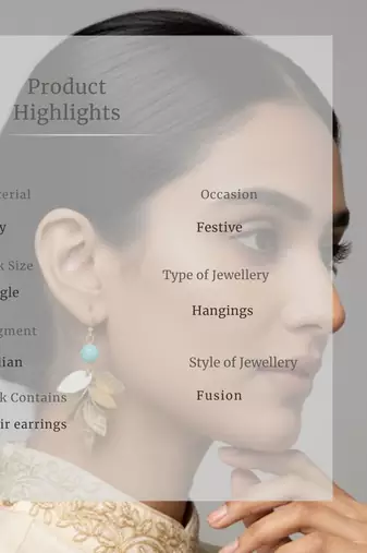 Turquoise Leaf Dangler Earrings | Elegant Blue Stone Drop Earrings | Boho Chic Statement Wear