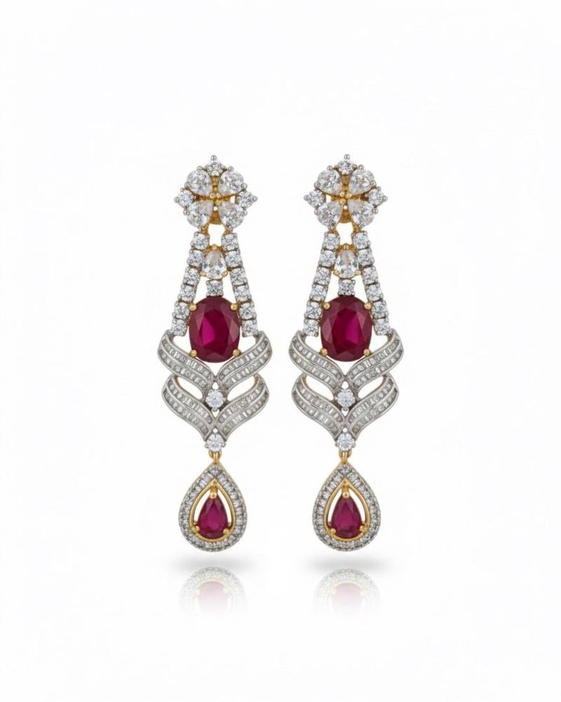Ruby teardrop cascade earrings
