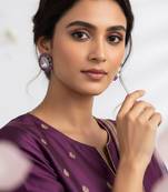 Gold Plated Floral Polki Studs with Red Pink Stones | Statement Ethnic Earrings for Women