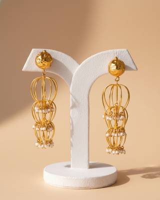 Aurora 18K Gold Plated Long Dangle Earrings | Elegant Fusion Party Wear Statement Jewellery 3