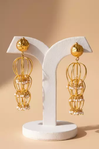 Aurora 18K Gold Plated Long Dangle Earrings | Elegant Fusion Party Wear Statement Jewellery