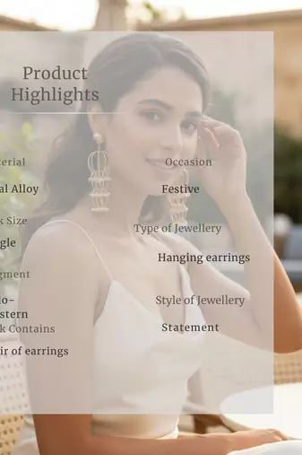 Aurora 18K Gold Plated Long Dangle Earrings | Elegant Fusion Party Wear Statement Jewellery