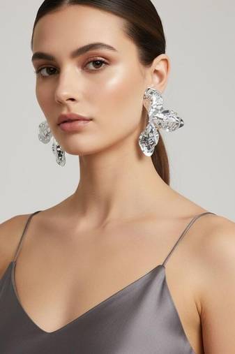 Silver look at me bloom earrings